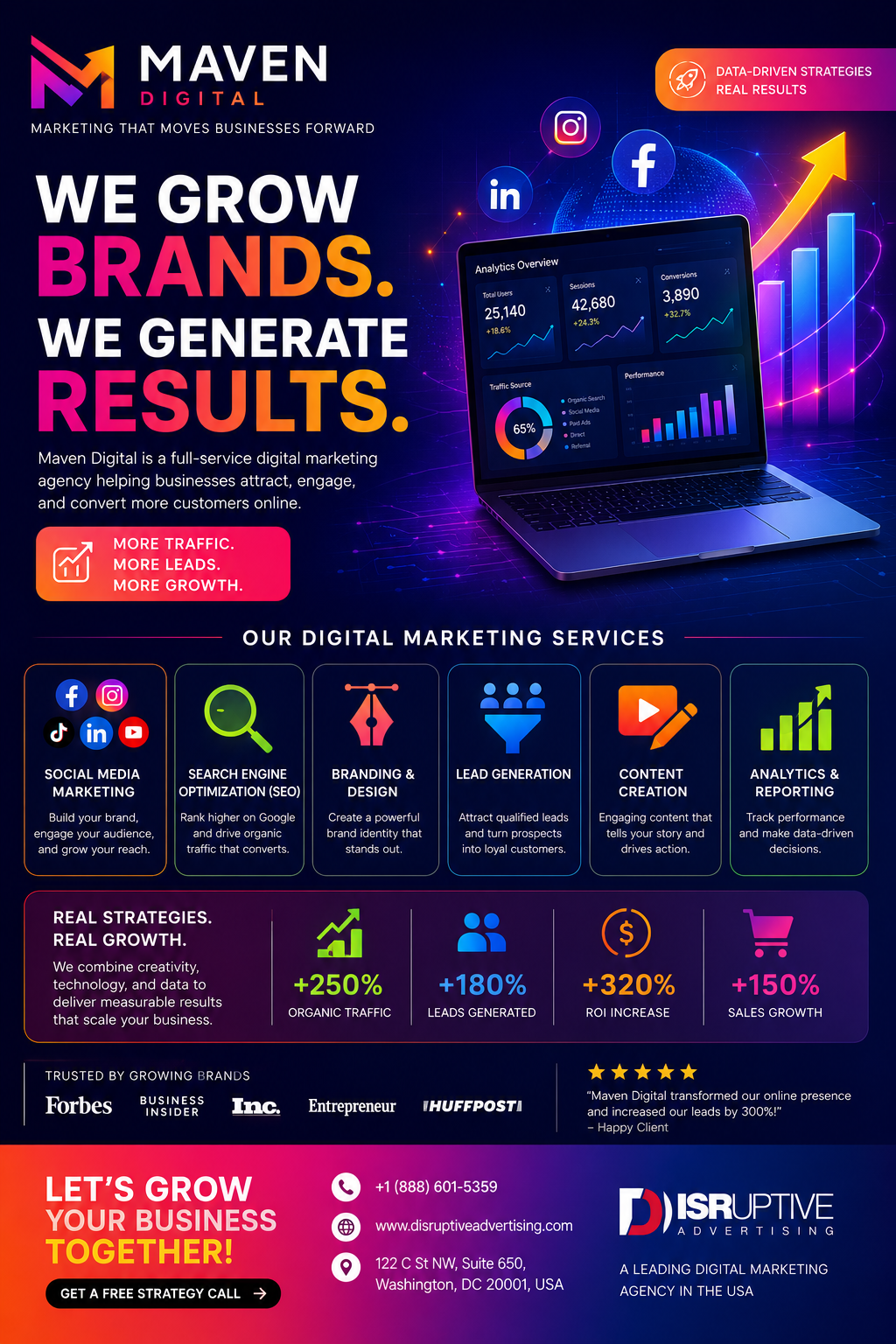 Digital marketing company social media poster for a USA agency campaign
